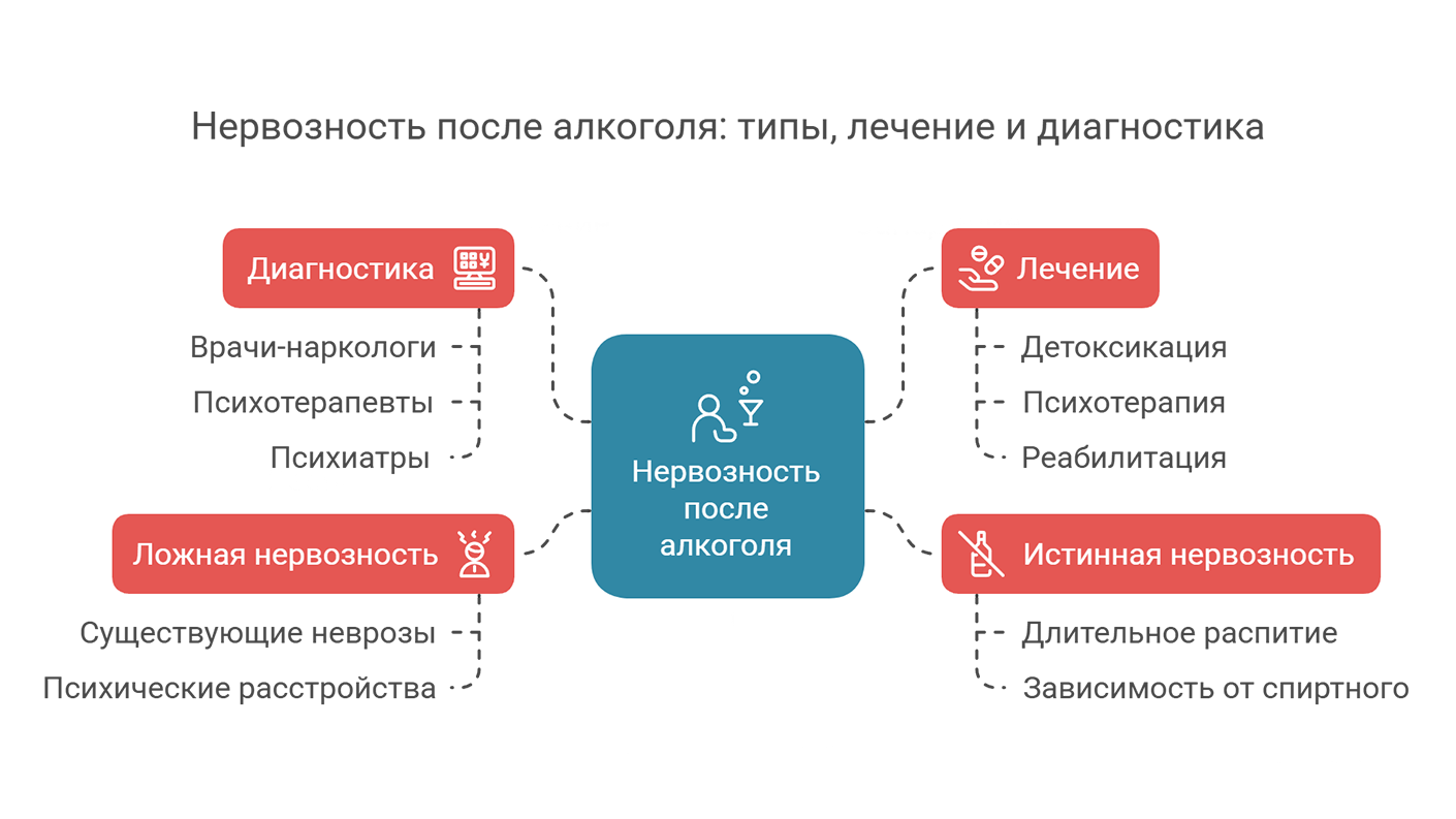 Нервозность после алкоголя: типы, лечение и диагностика Нервозность после алкоголя: типы, лечение и диагностика (инфографика)