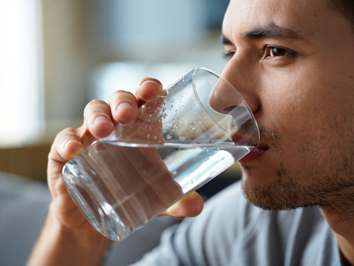 Мужчина пьет воду