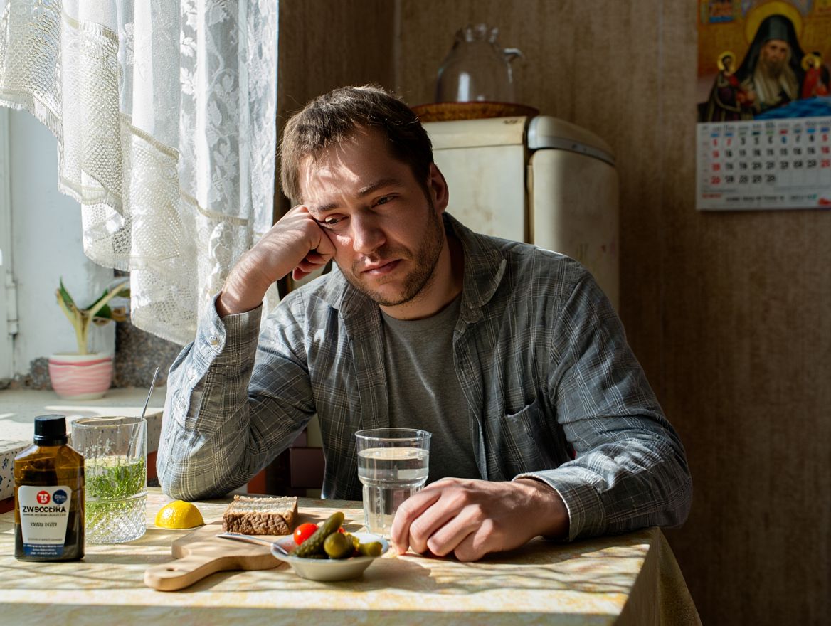 Мужчина сидит за столом