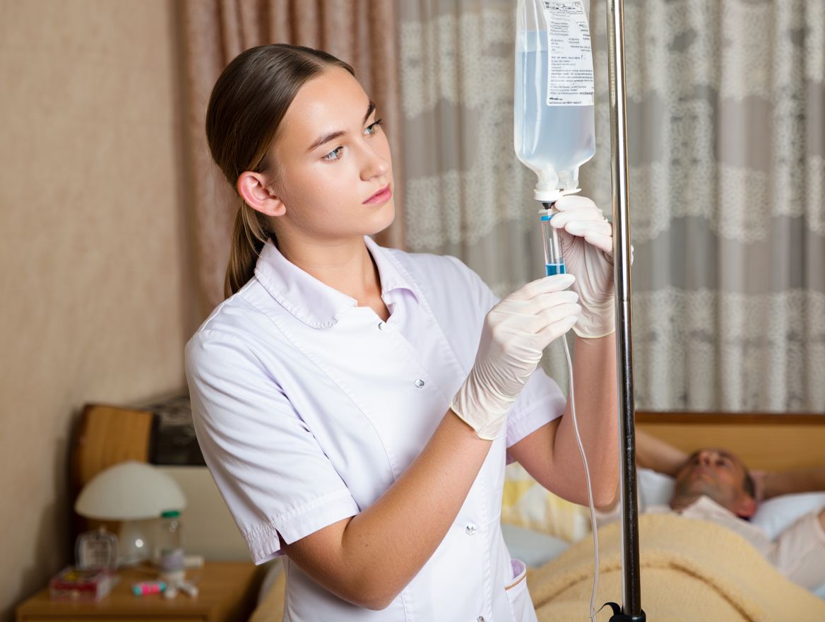 Медсестра готовит капельницу