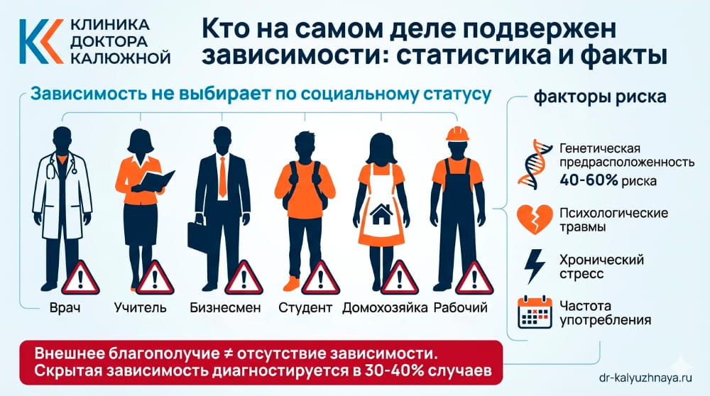 Зависимость не выбирает по социальному статусу Кто подвержен зависимости: статистика по профессиям и биологические факторы риска
